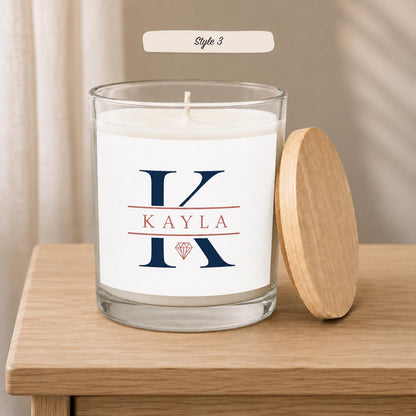 Personalized birth flower candle: style 3