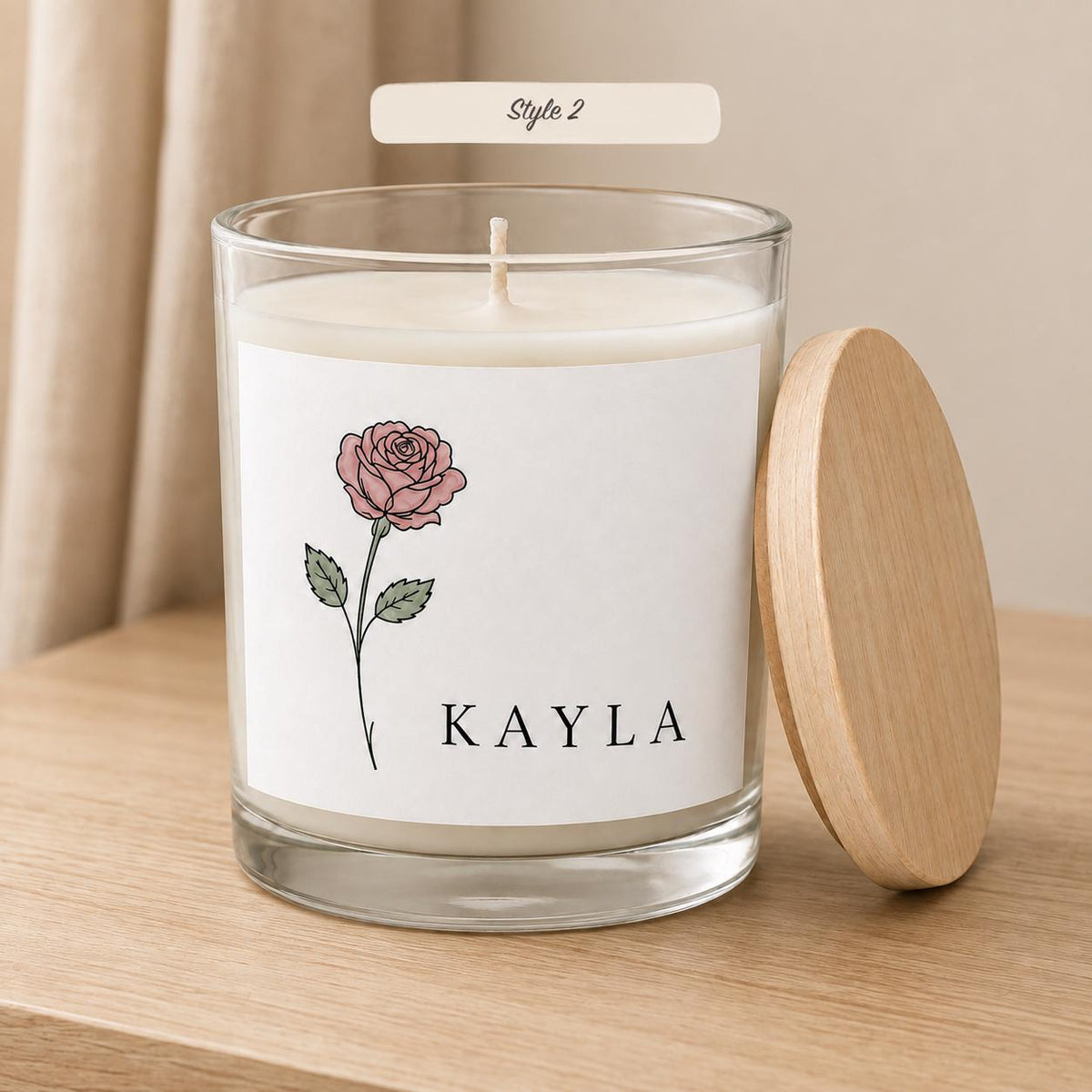 Personalized birth flower candle: style 2