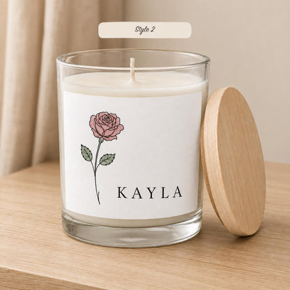 Personalized birth flower candle: style 2