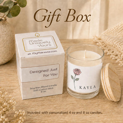 Personalized birth flower candle: approved Gift Box