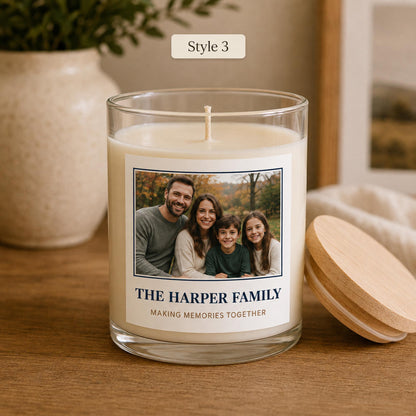Personalized family photo candle — style 3.