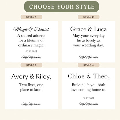 Style Picker — MyMaravia Newlywed home gift candle; four original message options