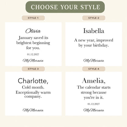 Style Picker — MyMaravia January birthday fresh start candle; four original message options