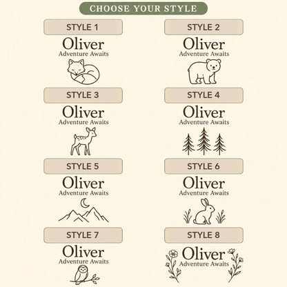 Choose from eight Woodland Nursery engraving styles