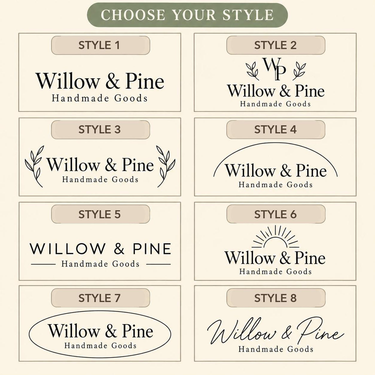 Choose from eight Small Business engraving styles