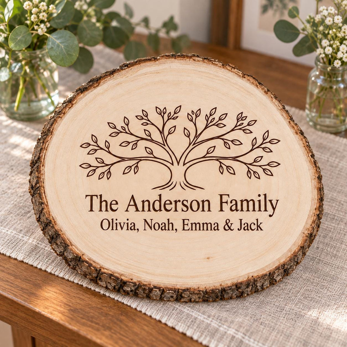 Family Tree personalized wood sign: table lifestyle