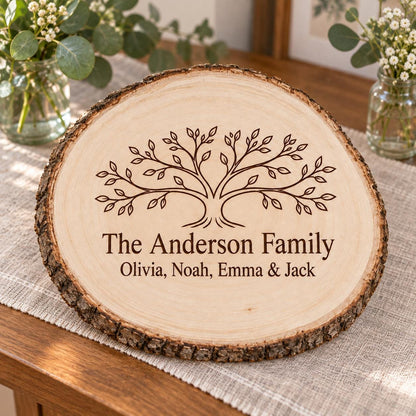 Family Tree personalized wood sign: table lifestyle