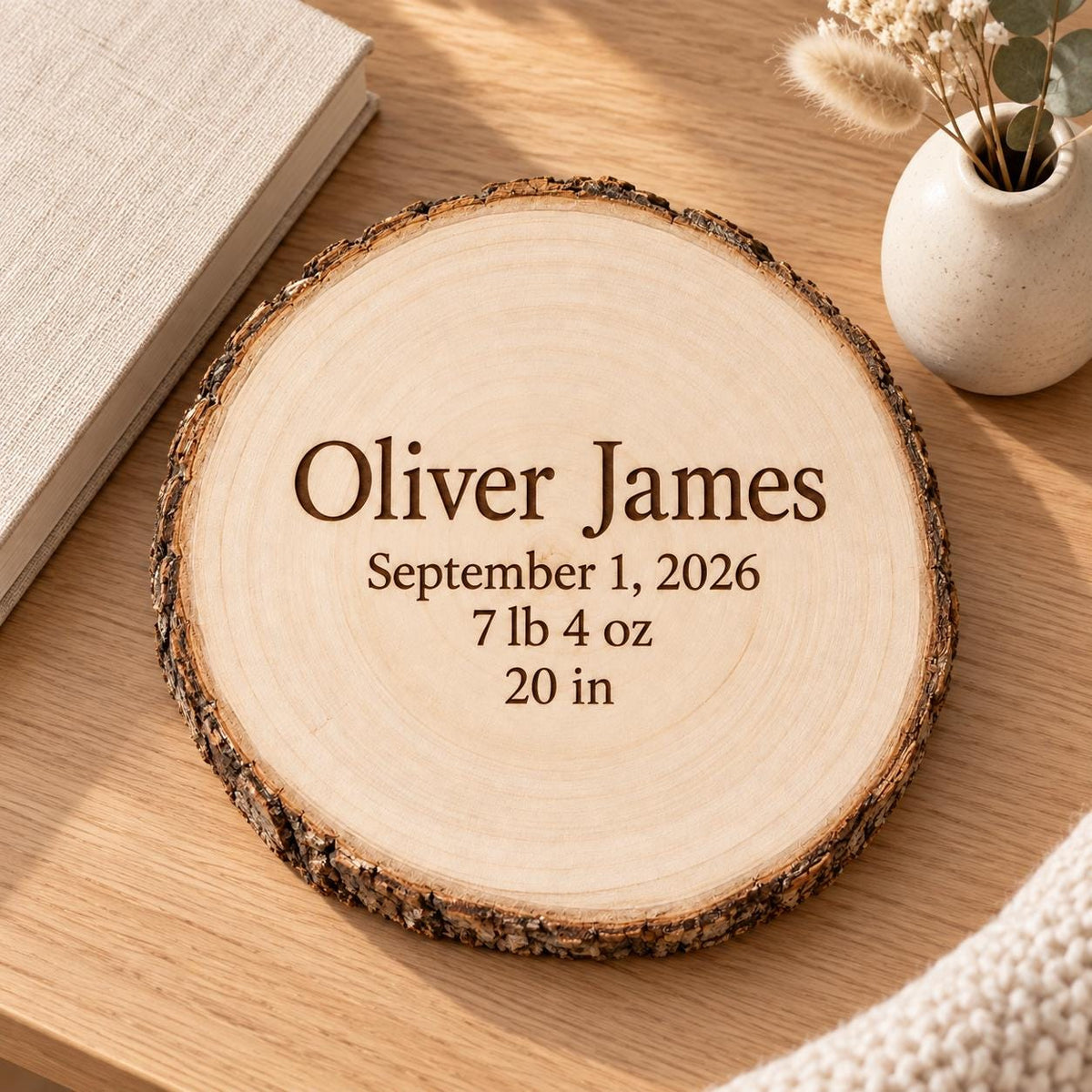 Birth Announcement personalized wood sign: book lifestyle