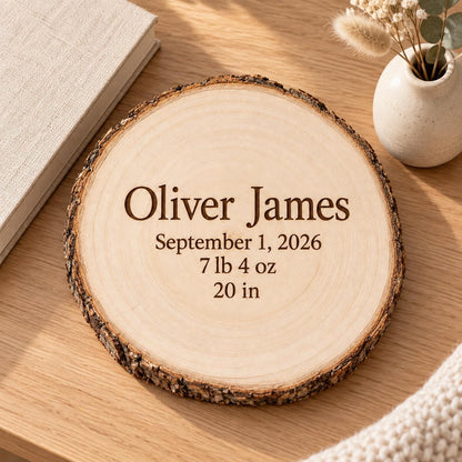 Birth Announcement personalized wood sign: book lifestyle
