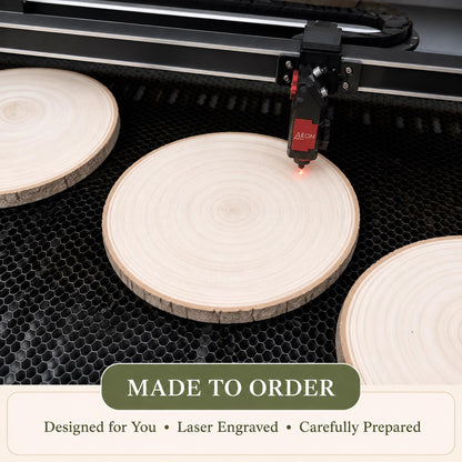 Beekeeper personalized engraved wood slice. Laser engraving process.
