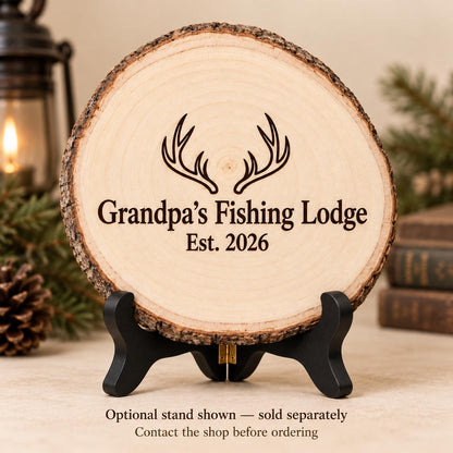 Hunting and Fishing Style 1 sign on the optional black folding stand, sold separately