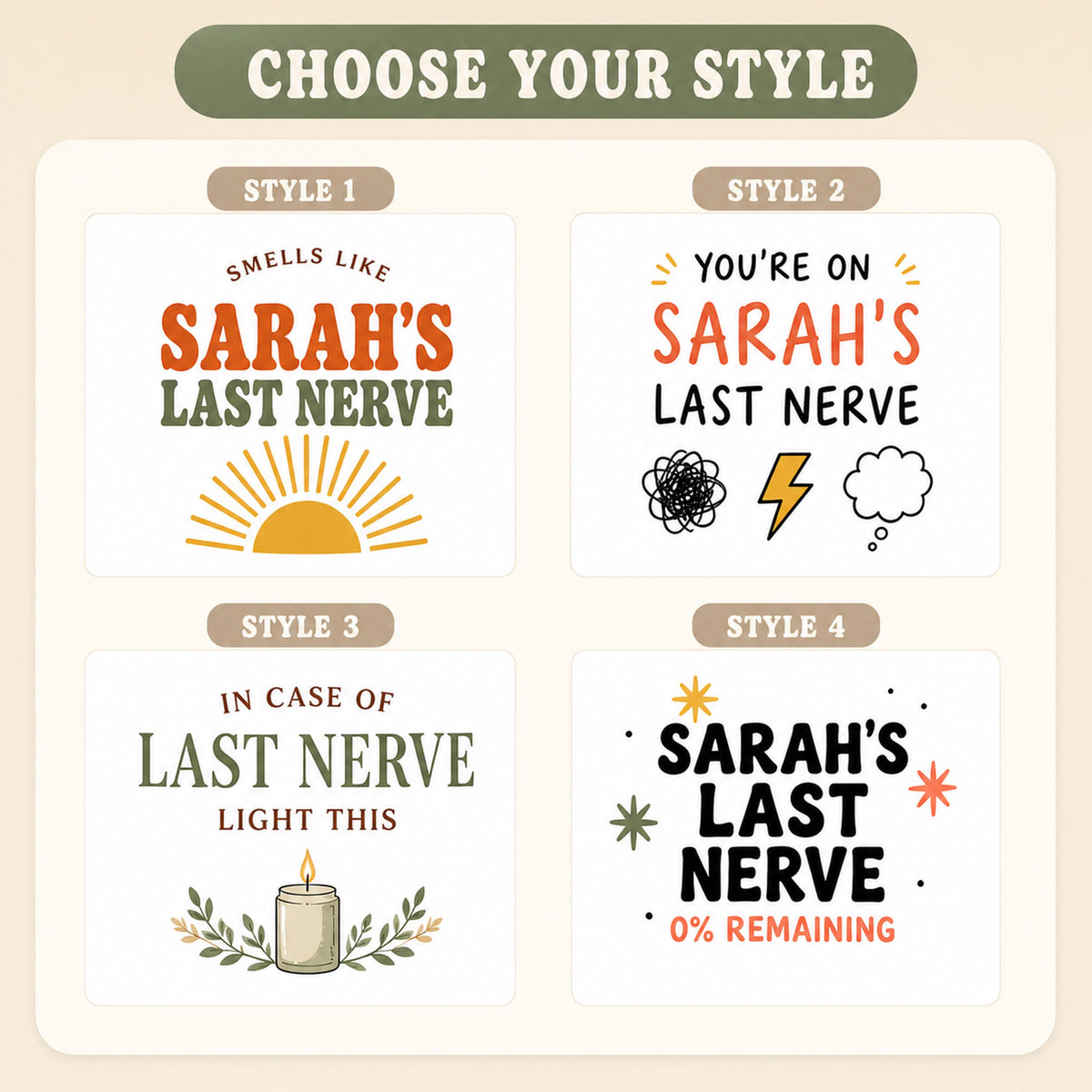 Choose your style guide with four flat Last Nerve label designs
