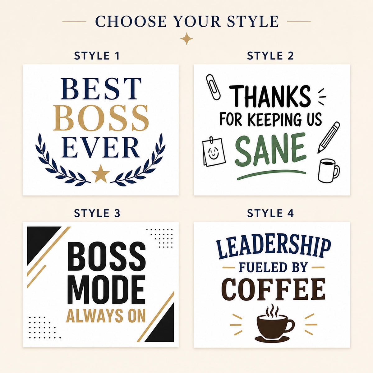 Choose your style guide with four boss candle label designs