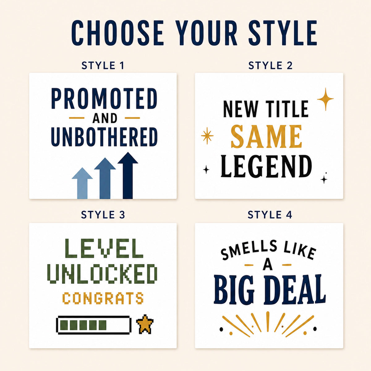 Choose your style guide with four job promotion candle designs