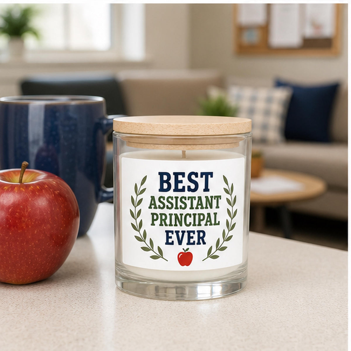 Assistant principal candle staged in a teacher lounge