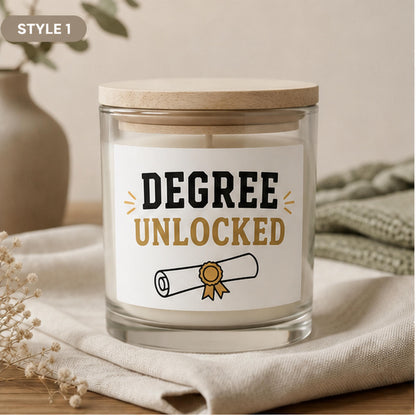 Style 1 Degree Unlocked graduation candle