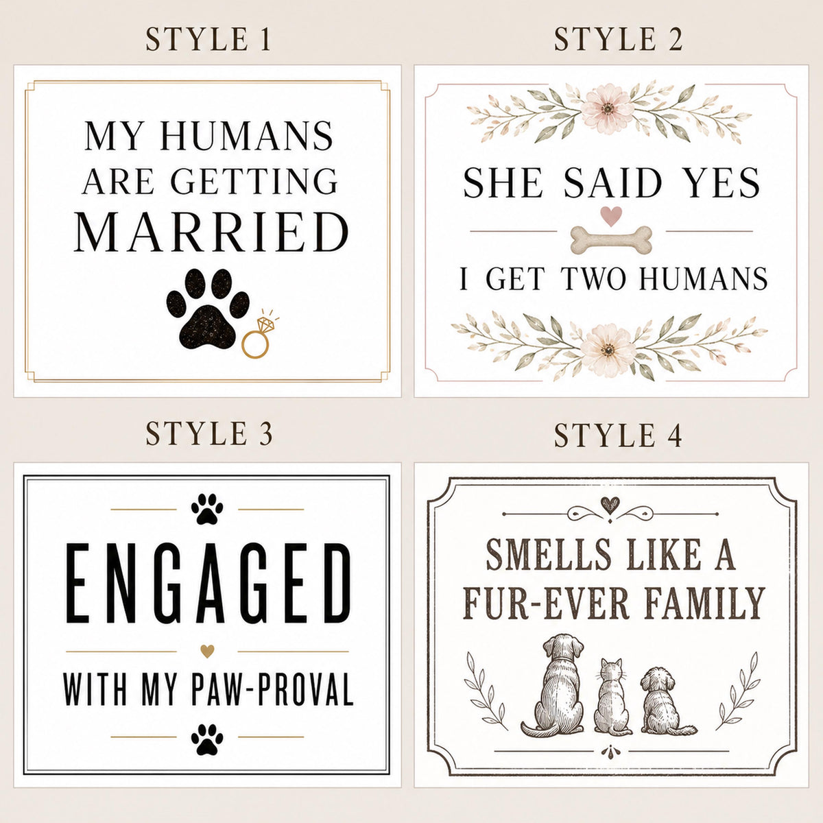 Choose your style guide with four pet engagement candle designs