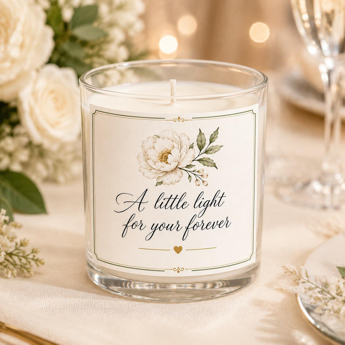 Personalized Wedding Keepsake Candle, Custom Couple Gift — staged image 1