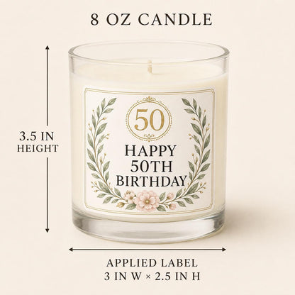 50th Birthday — candle-and-label heights dimension image