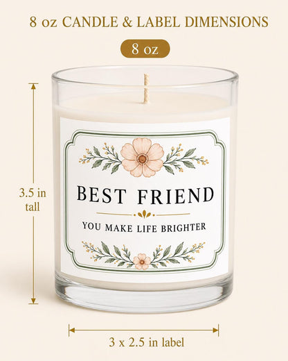 Best-Friend Appreciation Candle — candle-and-label heights dimension image