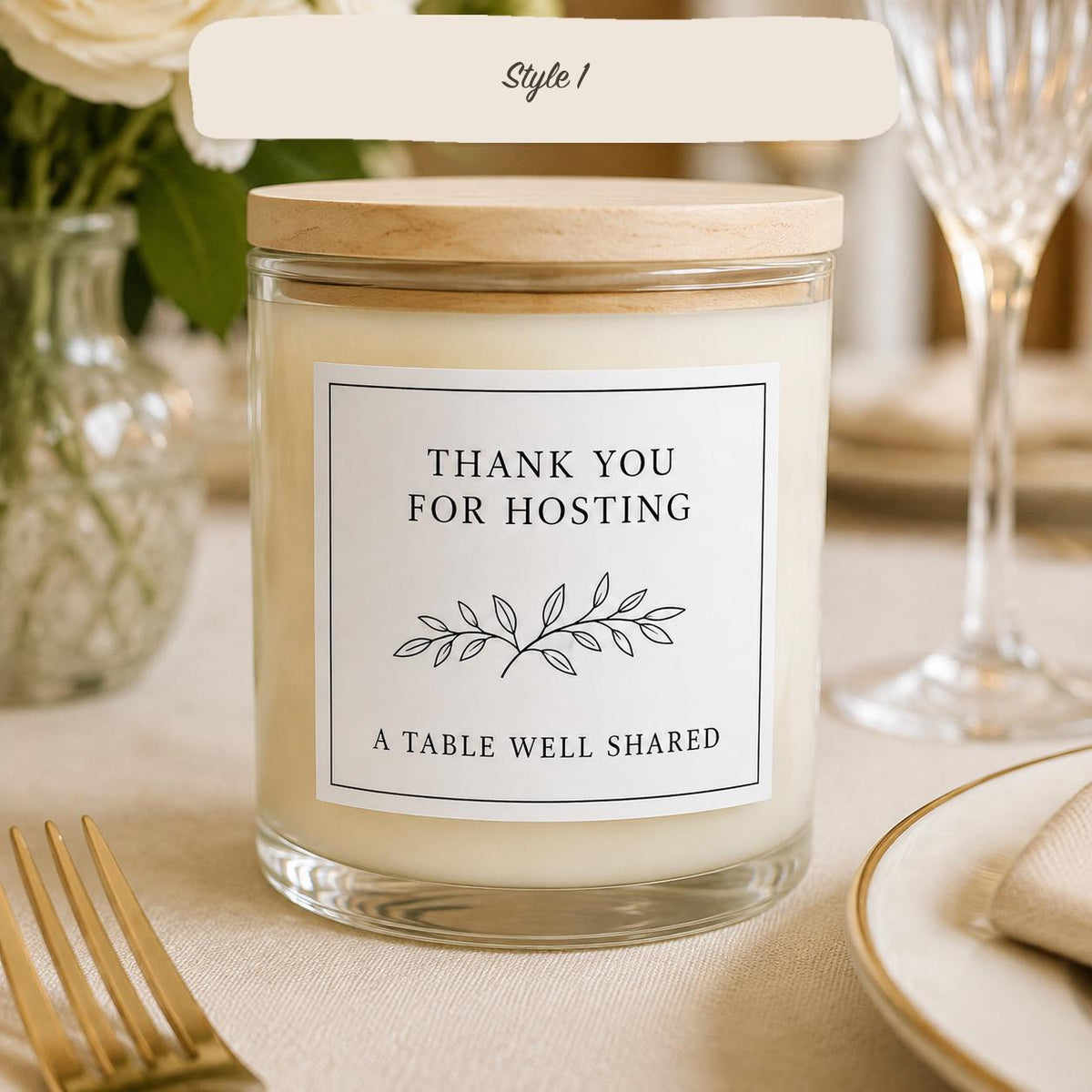 Dinner Party Hostess Thank-You Candle — Style 1