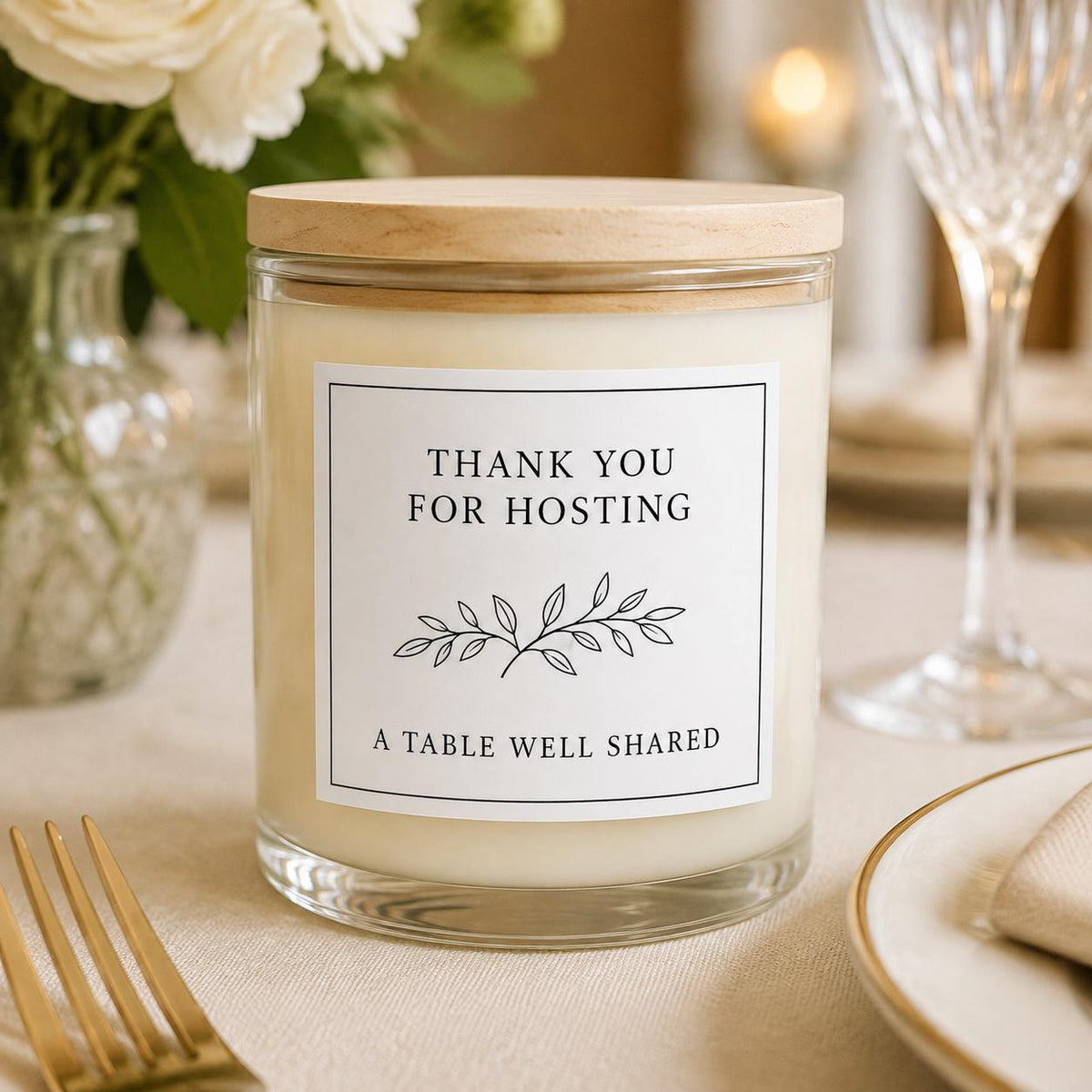 Dinner Party Hostess Thank-You Candle — staged image 1