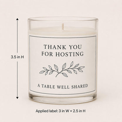 Dinner Party Hostess Thank-You Candle — candle-and-label heights dimension image