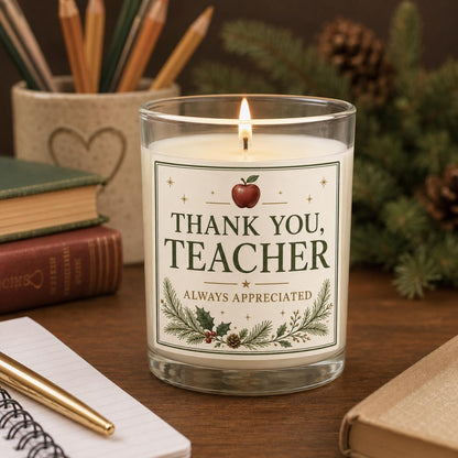 Christmas teacher gift candle — staged image 1