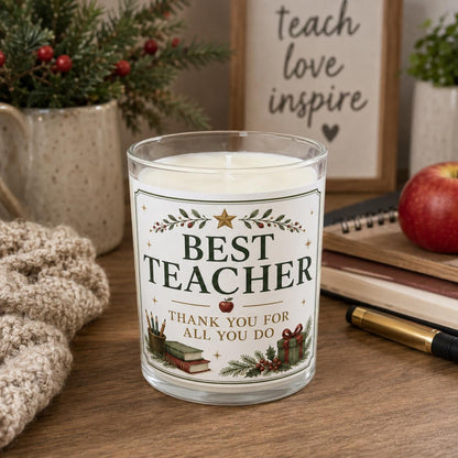 Christmas teacher gift candle — staged image 2