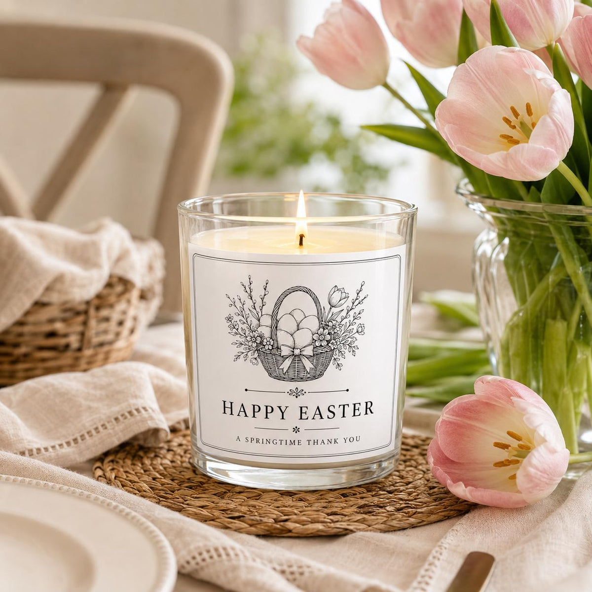 Easter hostess gift candle — staged image 1