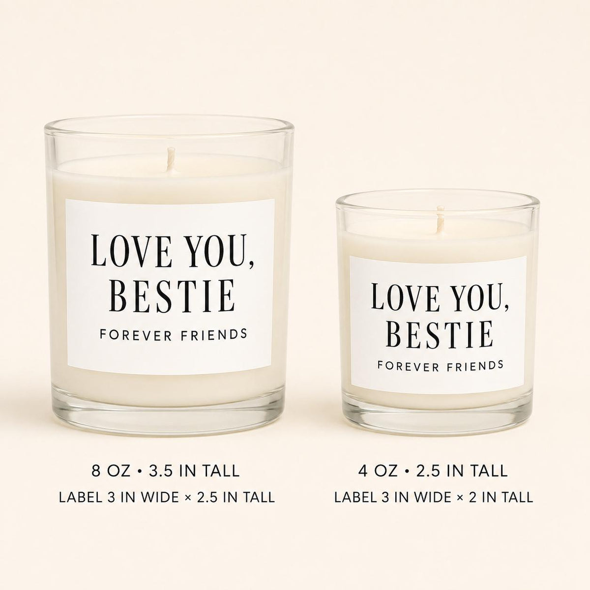 Galentine’s Day best-friend candle — 8oz/4oz comparison