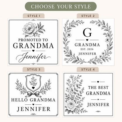 Personalized New Grandma Announcement Candle, Custom Black and White Label, 4 oz or 8 oz Pregnancy Reveal Gift — style picker