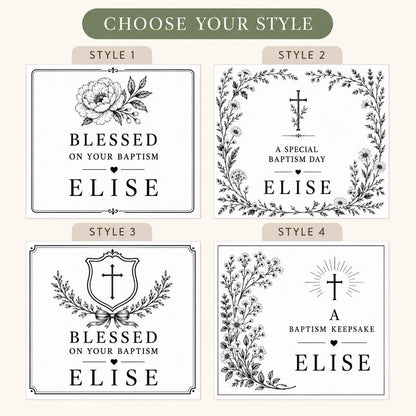 Personalized Baptism Keepsake Candle, Custom Black and White Label, 4 oz or 8 oz Christening Gift — style picker