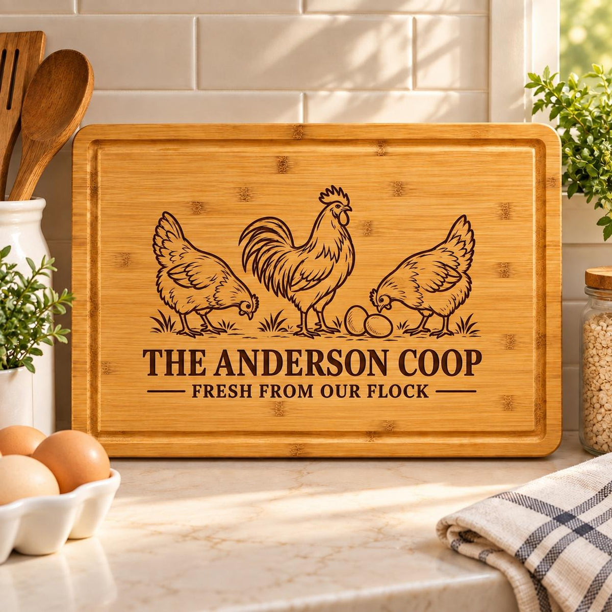 Personalized Backyard Chicken Keeper Full-Board Cutting Board product image 5