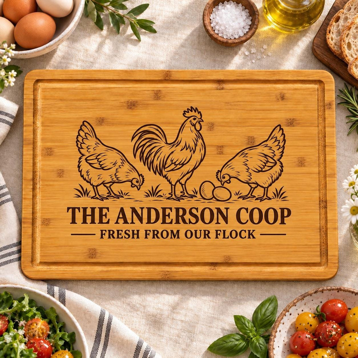 Personalized Backyard Chicken Keeper Full-Board Cutting Board product image 6