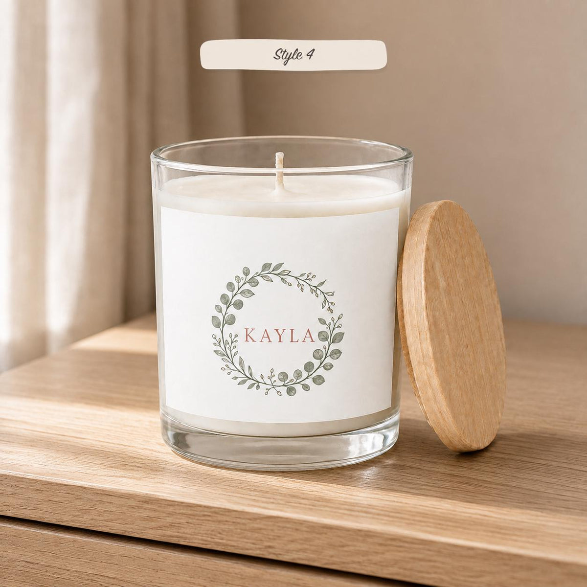 Personalized birth flower candle: style 4