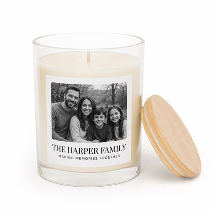 Personalized family photo candle — buyable catalog.