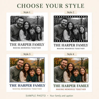 Personalized family photo candle — flat style picker.