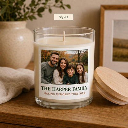 Personalized family photo candle — style 4.
