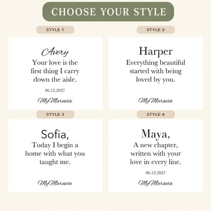 Style Picker — MyMaravia Mother of bride wedding morning candle; four original message options