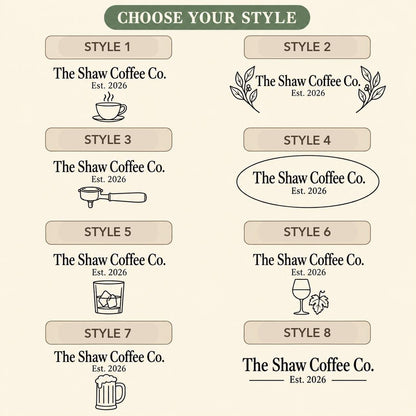 Choose from eight Home Bar and Coffee Station engraving styles