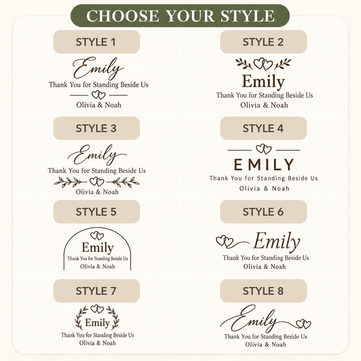 Wedding Witness personalized engraved wood slice. Eight available design styles.