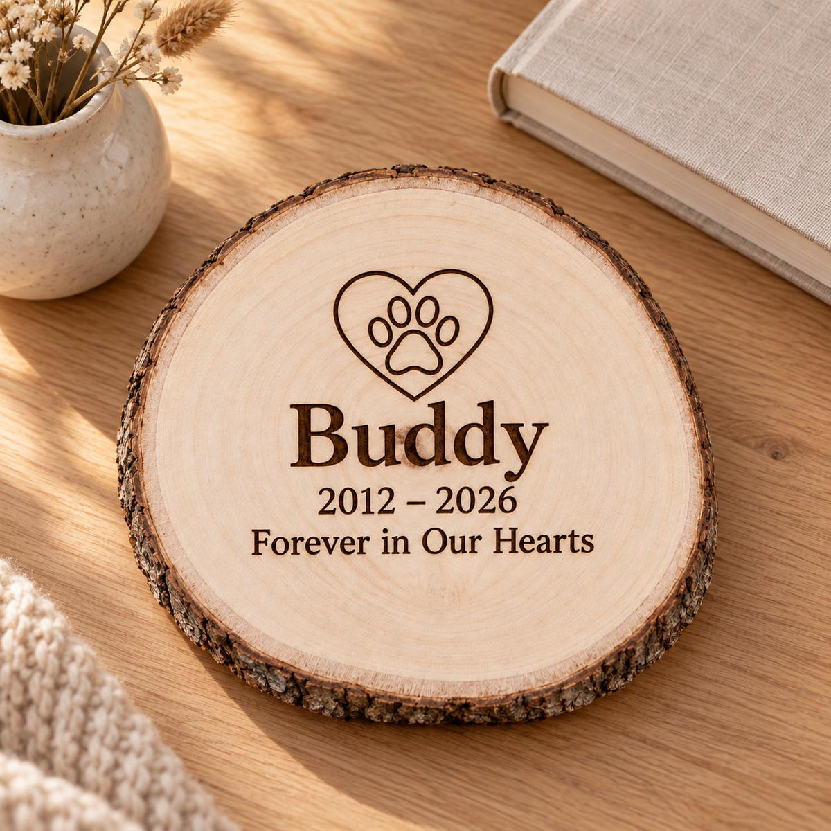 Pet Memorial personalized wood sign: book lifestyle