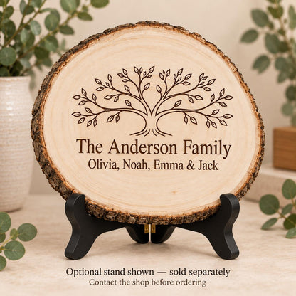 Family Tree Style 1 sign on the optional black folding stand, sold separately