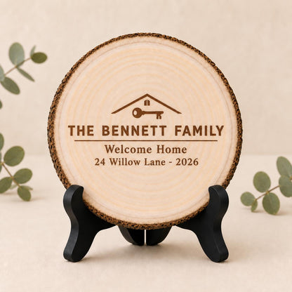 Realtor Closing personalized engraved wood slice. Optional stand display.