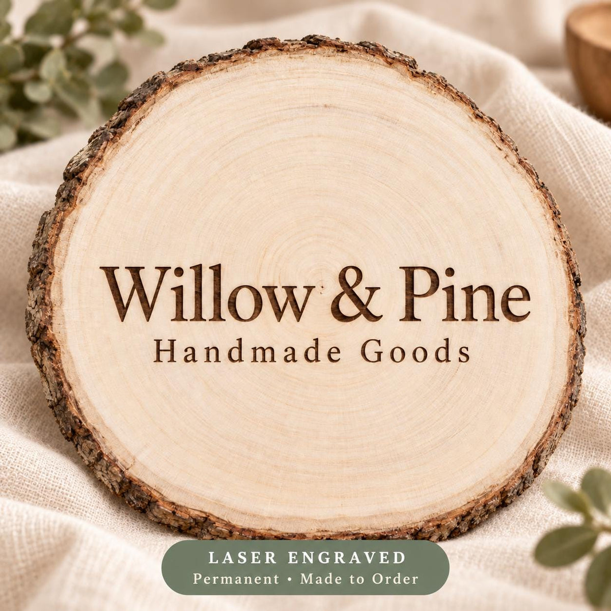 Small Business personalized wood sign: engraving detail