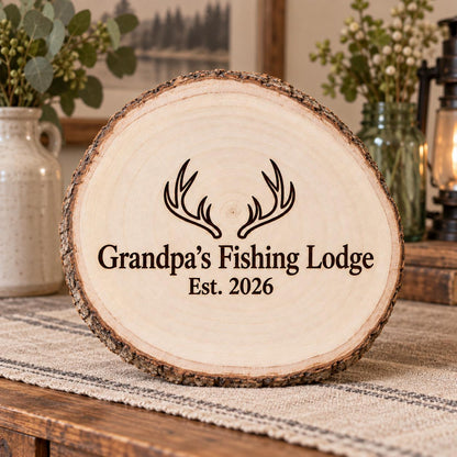 Hunting and Fishing personalized wood sign: table lifestyle