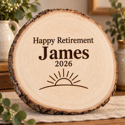 Retirement personalized wood sign: table lifestyle