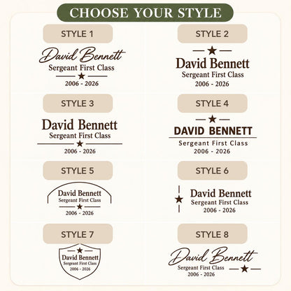 Military Retirement personalized engraved wood slice. Eight available design styles.