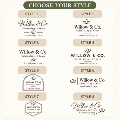 Business Anniversary personalized engraved wood slice. Eight available design styles.